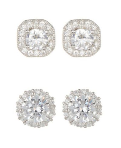 Серьги ADORNIA Silver 2-Pc. Halo Stud Set