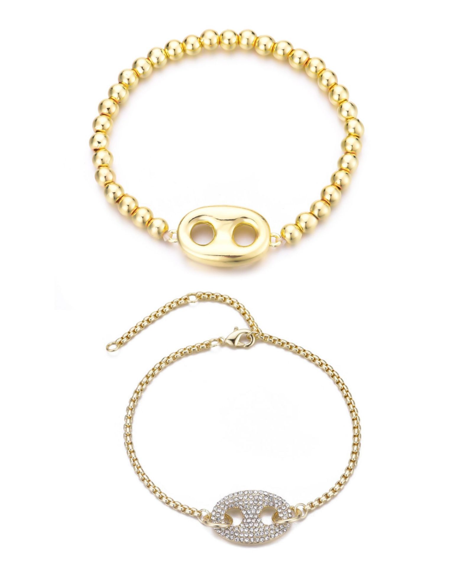 ADORNIA Gold 2-Pc. Crystal Mariner Bracelet Set