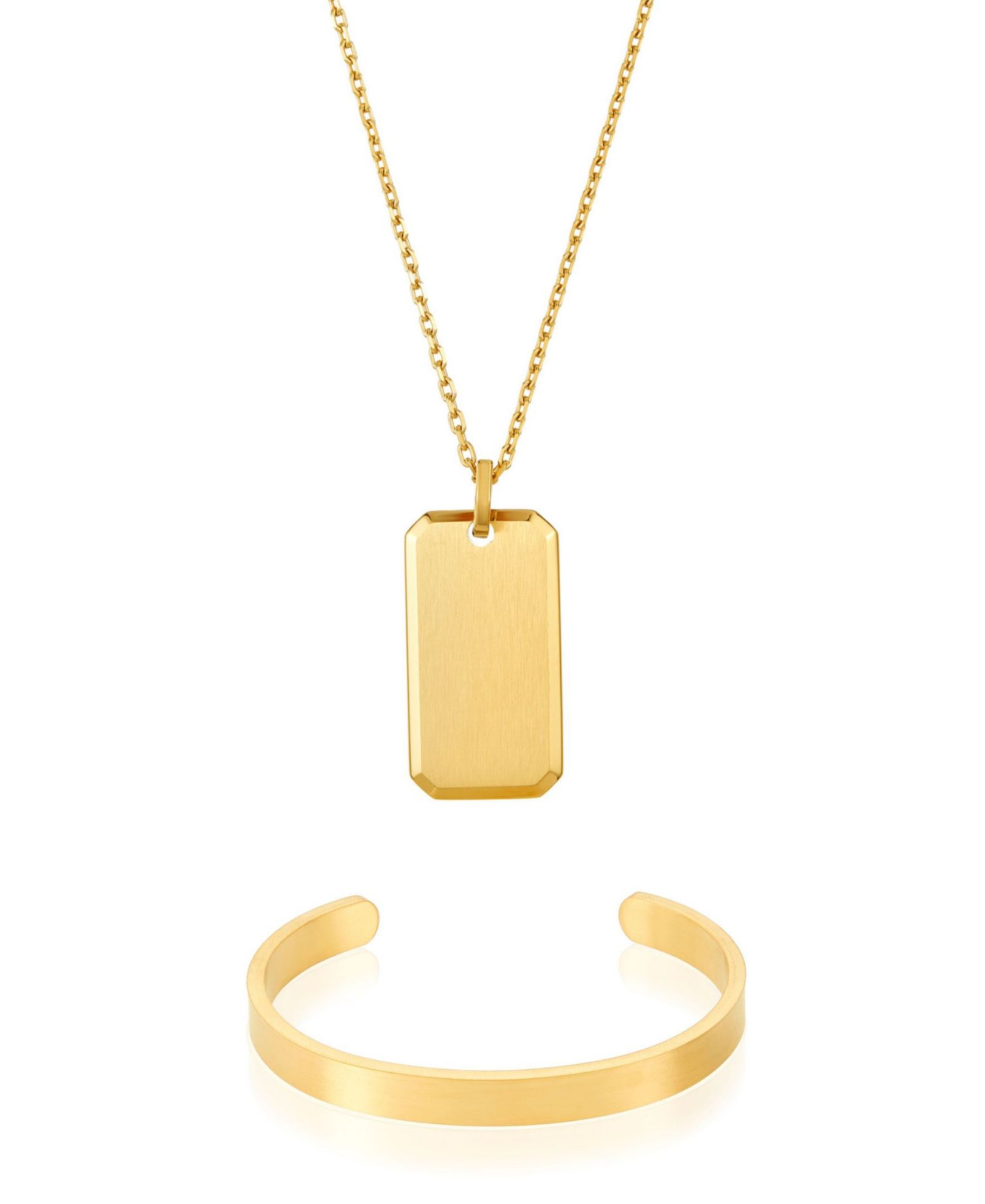 Мужской набор из браслета и ожерелья ADORNIA Gold 2-Pc. Dogtag Cuff