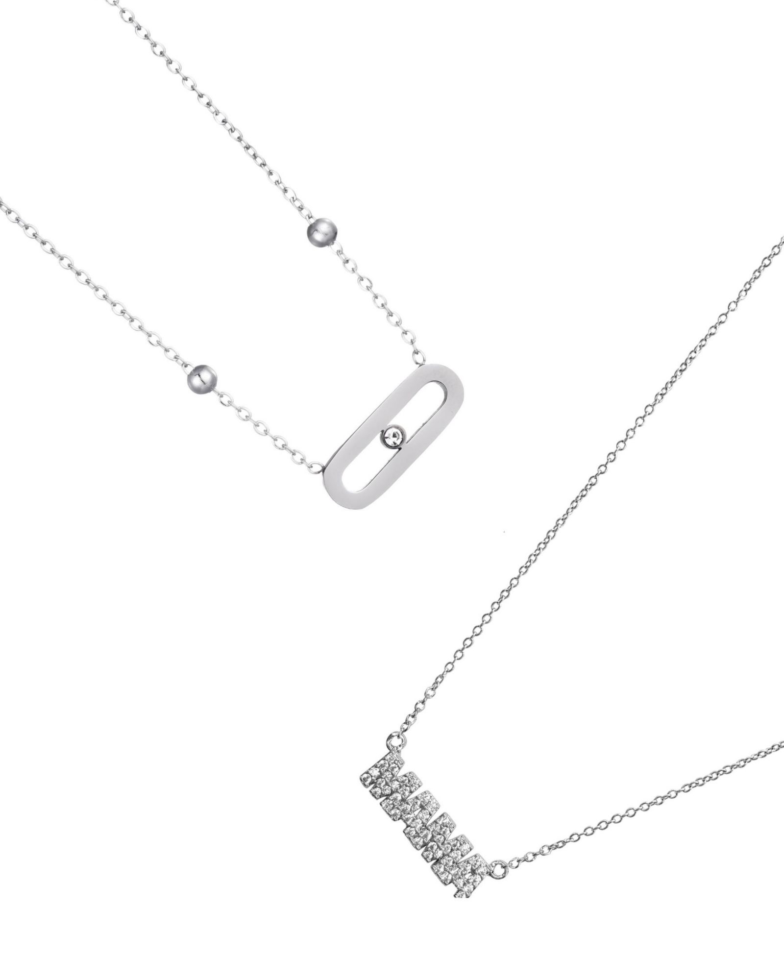 Набор из 2-х ожерелий ADORNIA Silver Mama and Bar