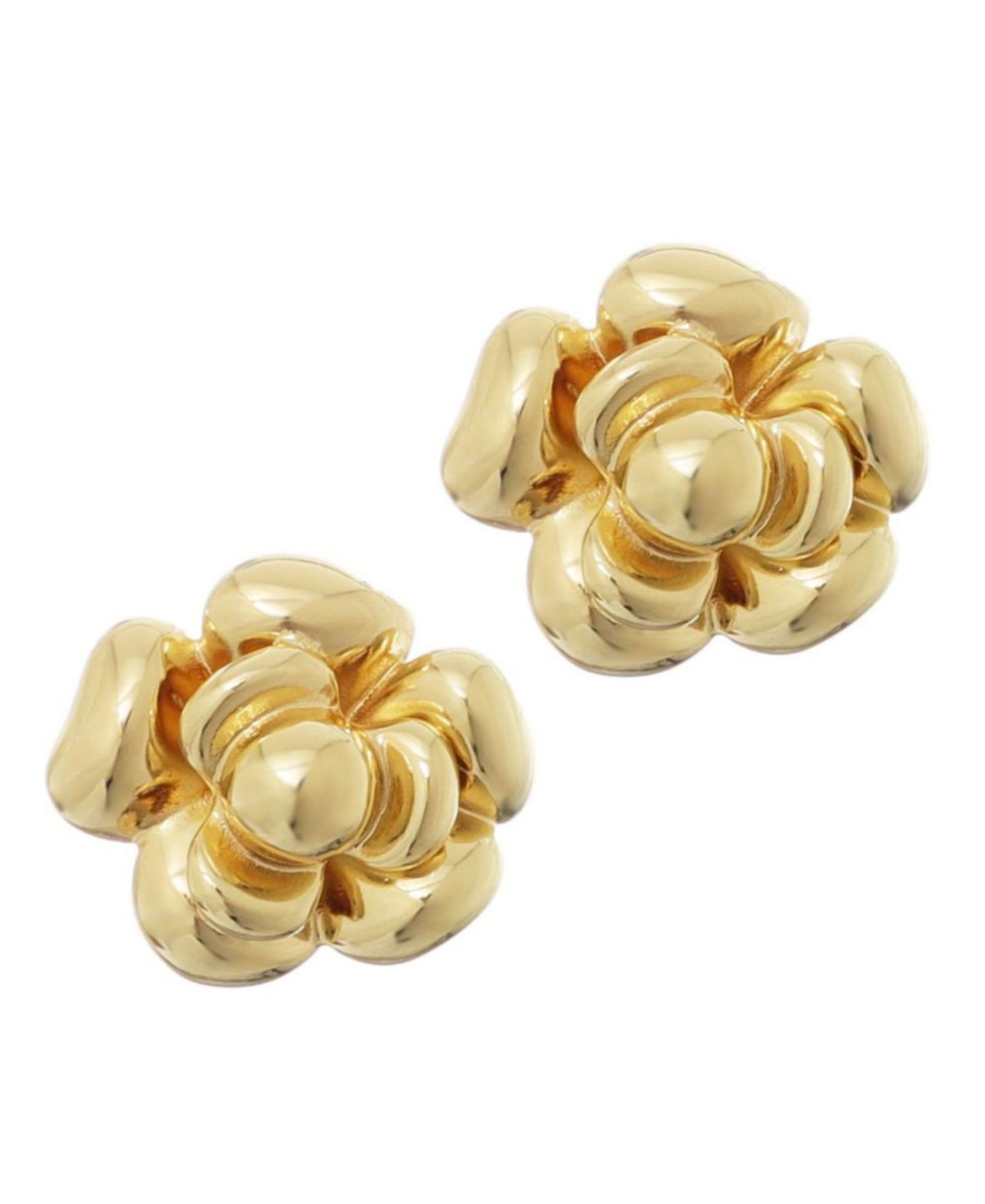 ADORNIA Gold Camellia Stud Earrings
