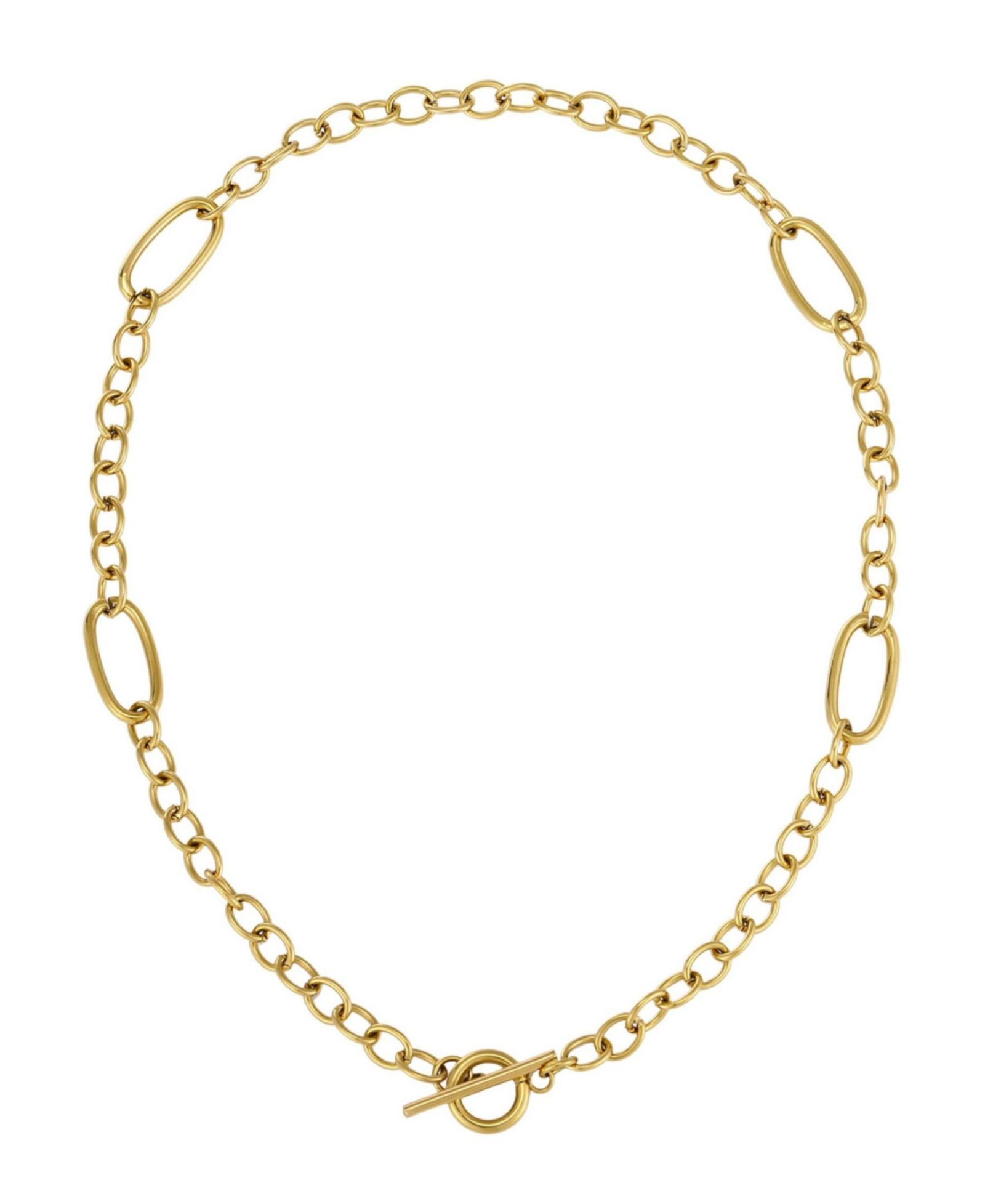 ADORNIA Tarnish Resistant Gold Mixed Link Toggle Necklace
