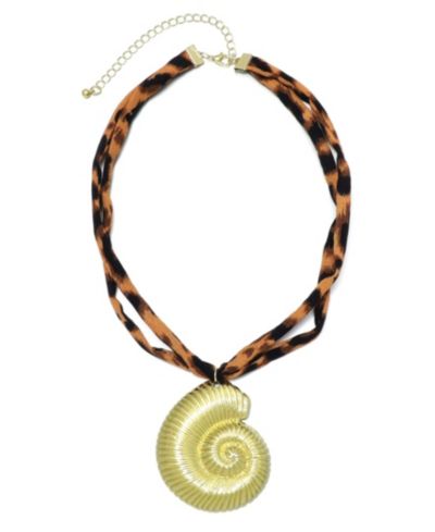 Регулируемое ожерелье ADORNIA Gold Shell on Leopard Print
