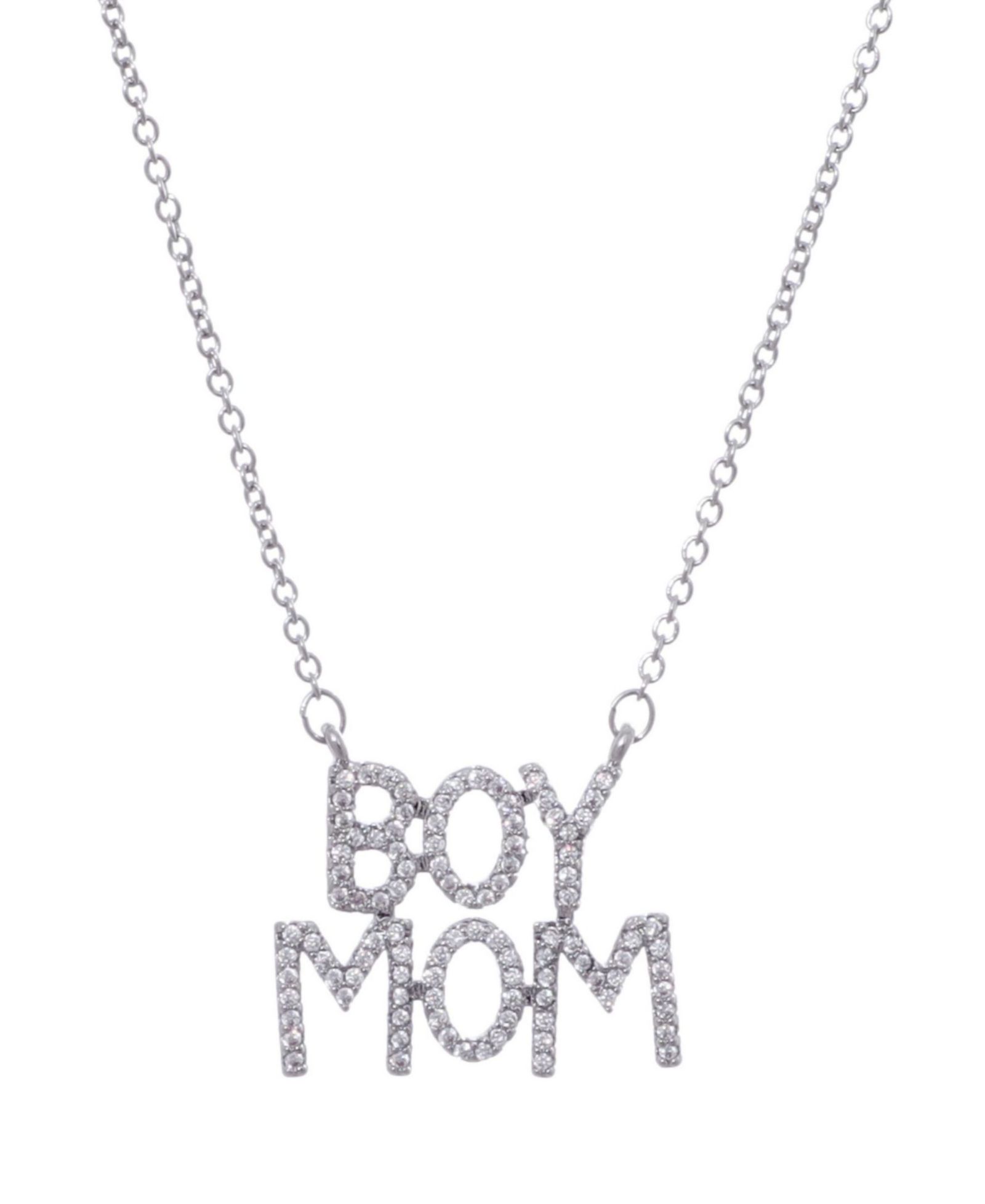 ADORNIA CZ Silver Boy Mom Pendant Necklace