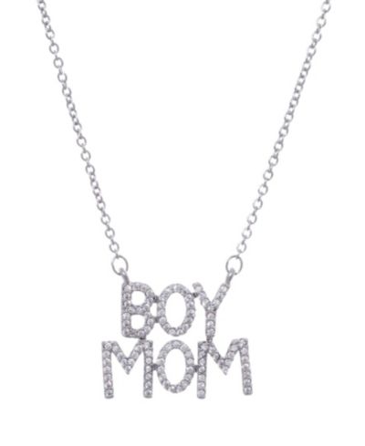 ADORNIA CZ Silver Boy Mom Pendant Necklace