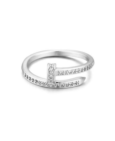 Кольцо-лента ADORNIA с цирконом из серебра