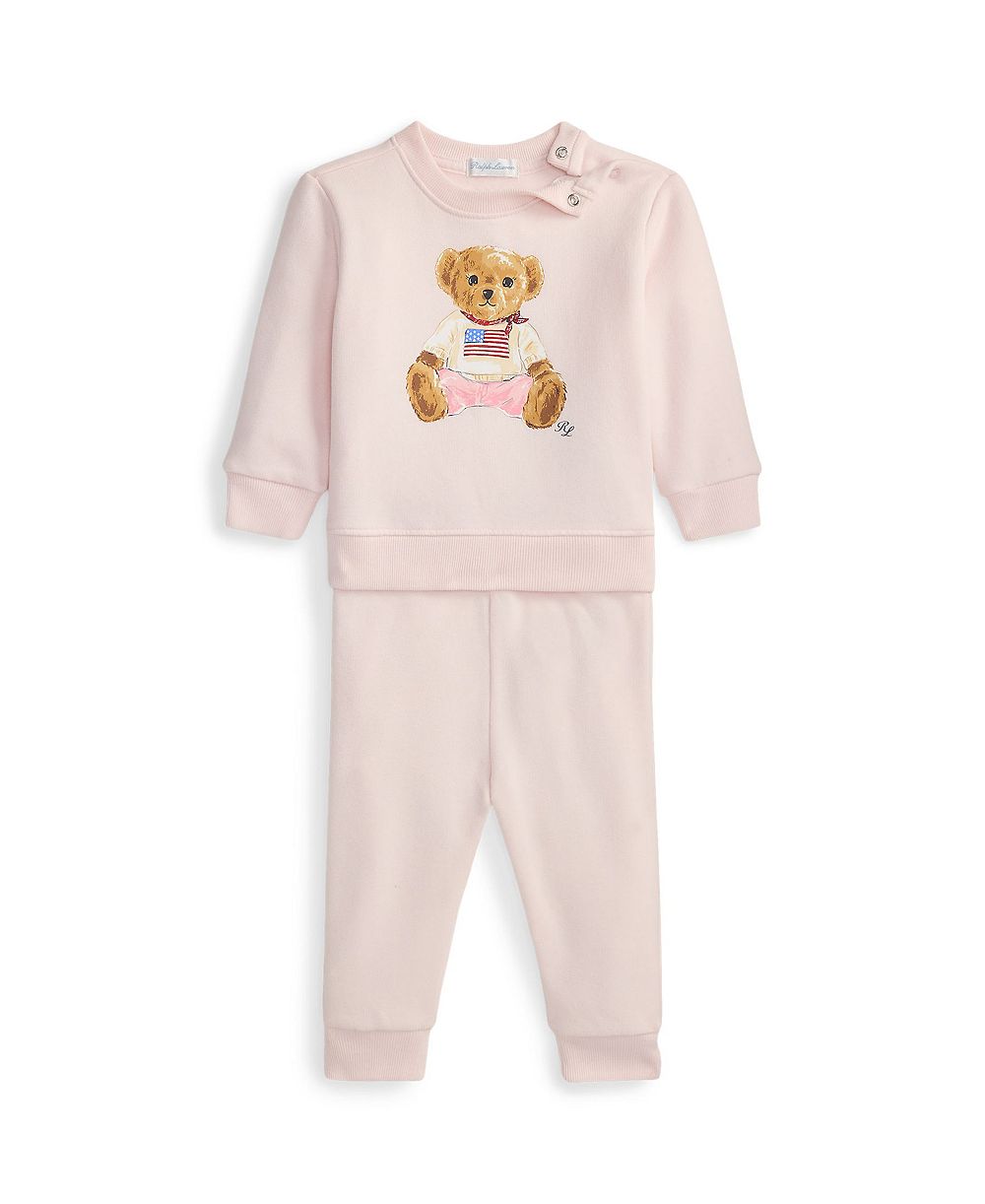 Комплект из 2 предметов Polo Ralph Lauren: флисовое худи и брюки Polo Bear для девочек