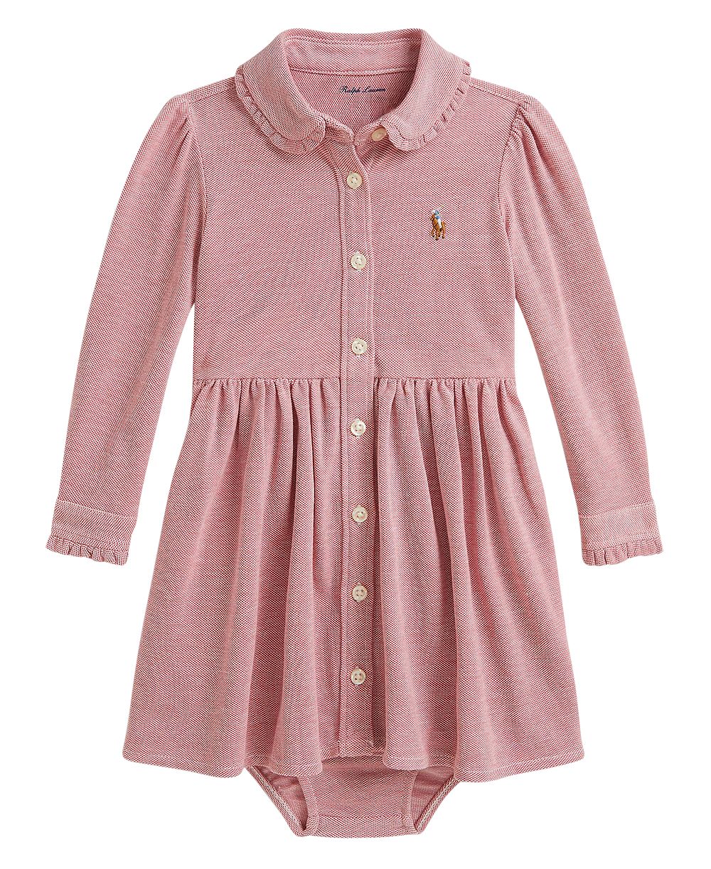 Polo Ralph Lauren Baby Girls' Long-Sleeve Oxford Dress and Bloomer, 2-Piece Set