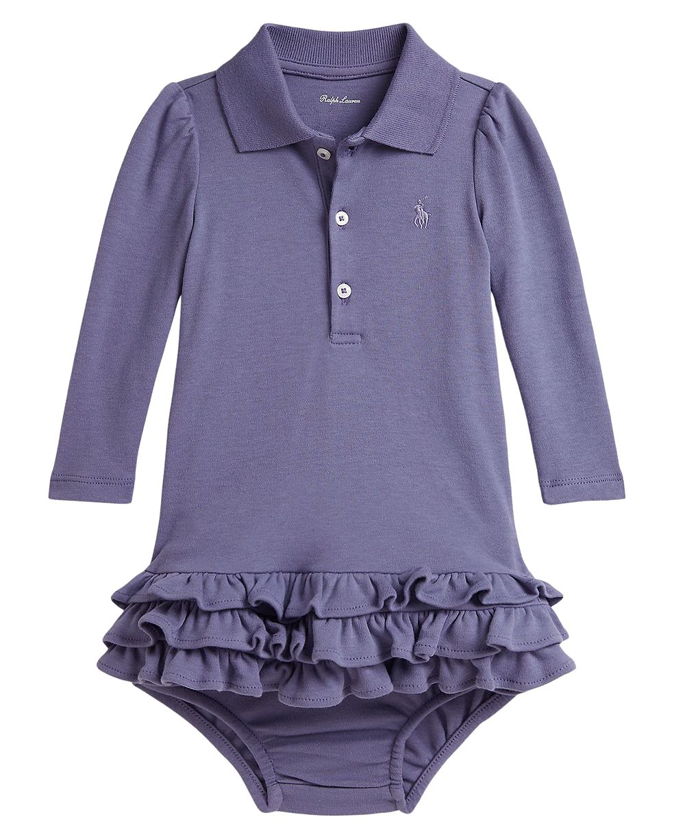 Polo Ralph Lauren Детский комплект из платья поло с длинным рукавом и подгузников, 2-х предметный набор