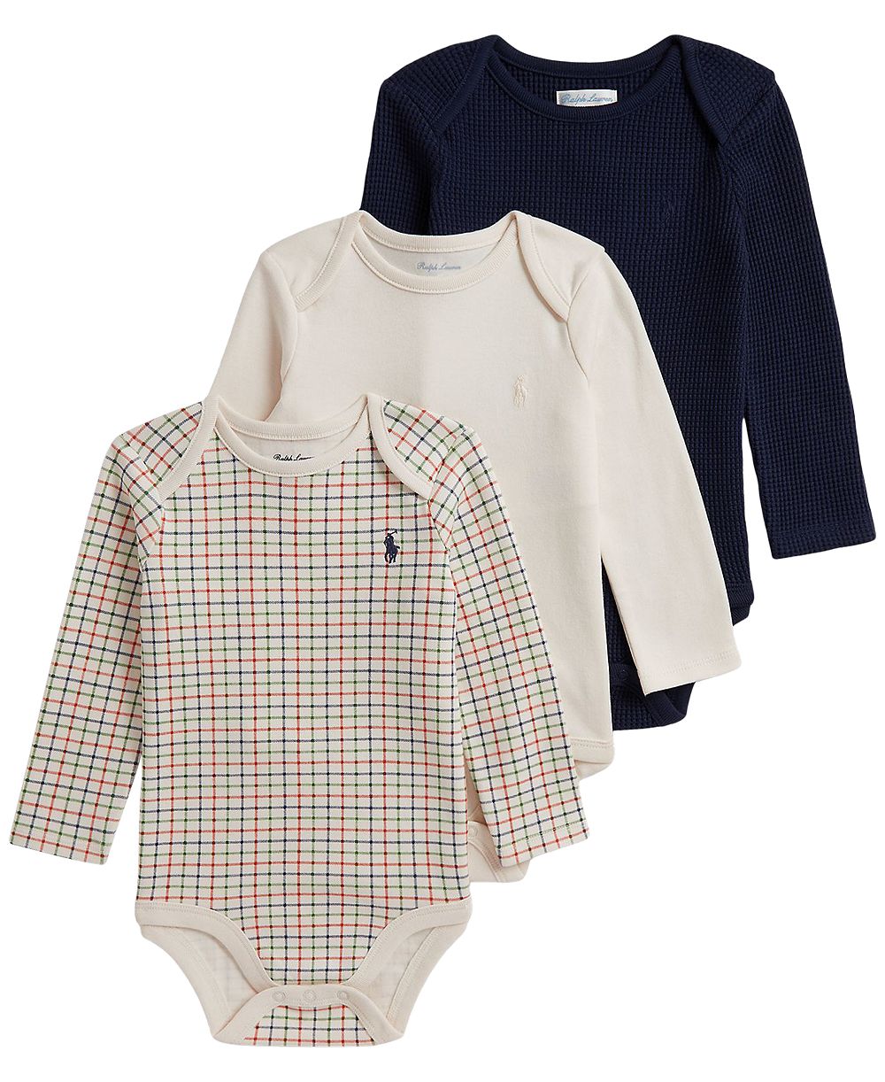 Polo Ralph Lauren Комплект боди для мальчиков с длинным рукавом, 3 шт