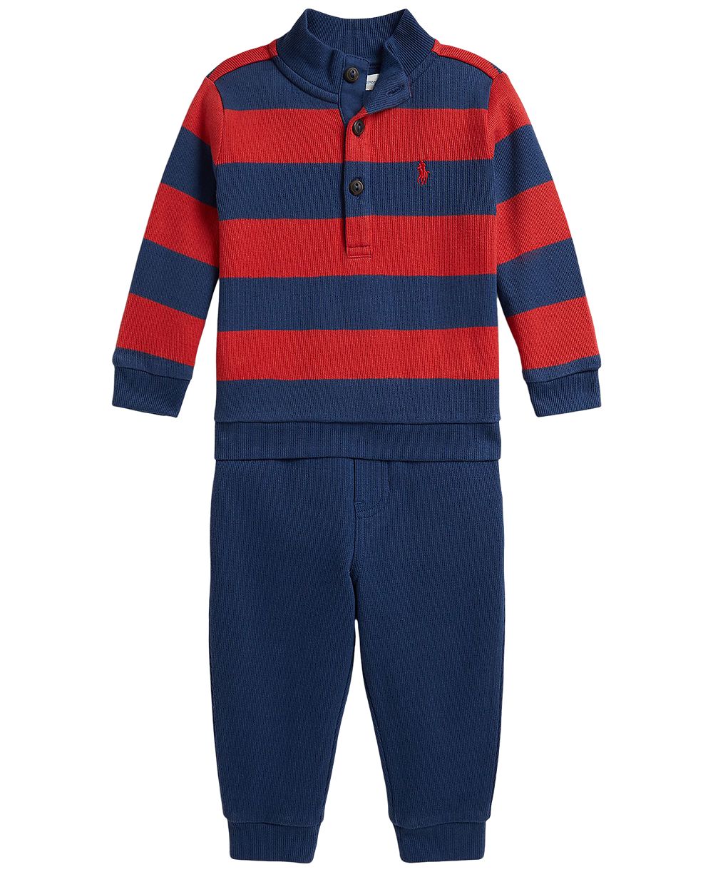 Polo Ralph Lauren Baby Boys' Striped Pullover Sweatshirt and Pant, 2-Piece Set