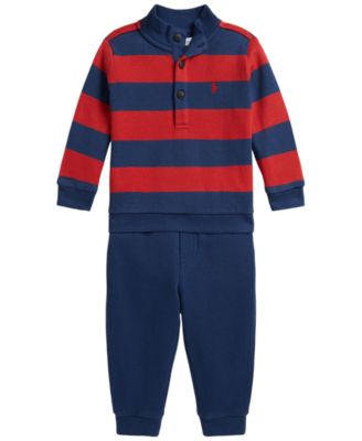 Polo Ralph Lauren Детский полосатый комплект из свитшота-пуловера и брюк, 2 части