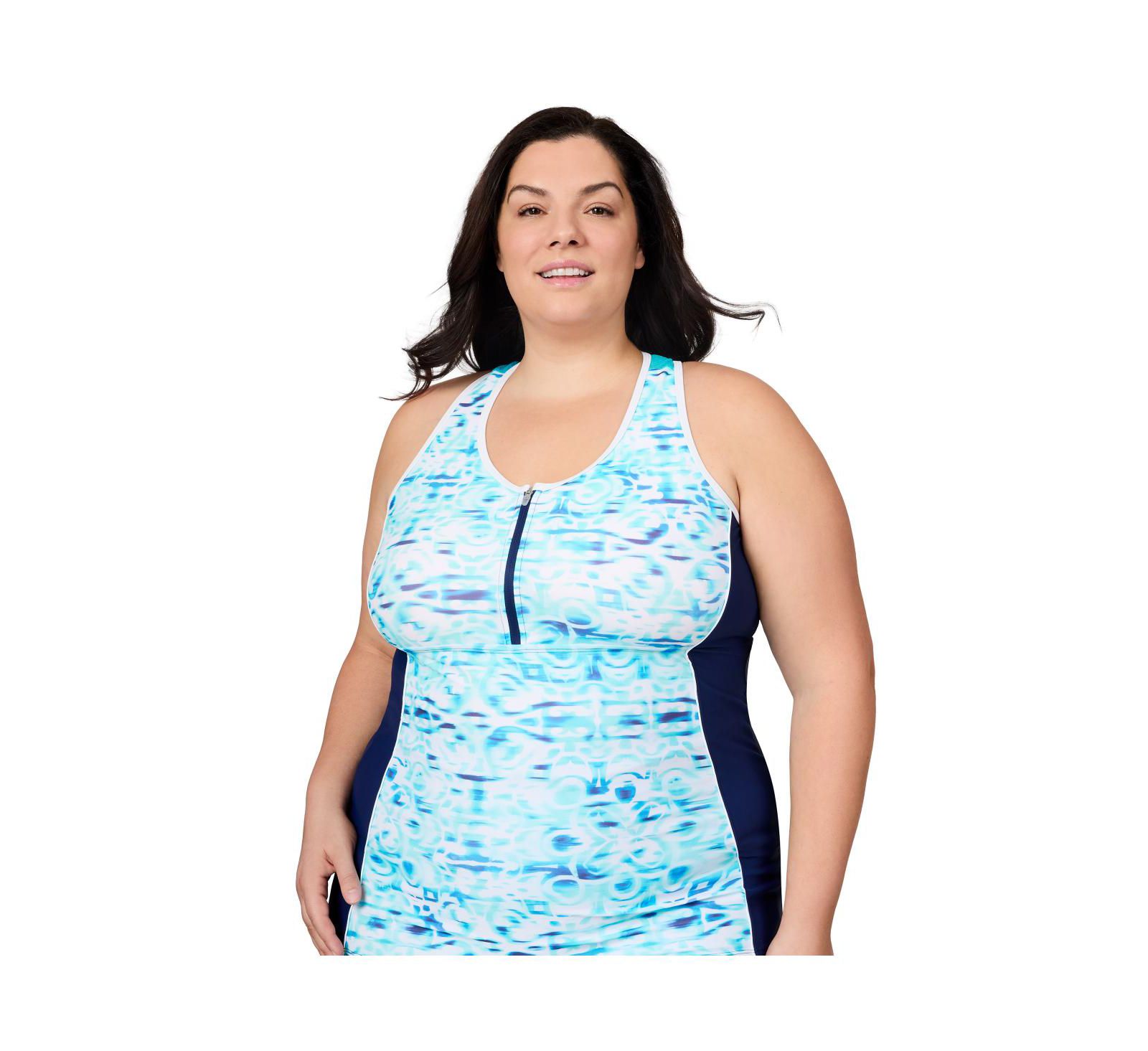 Free Country Plus Size Mesh Racerback Tankini Top