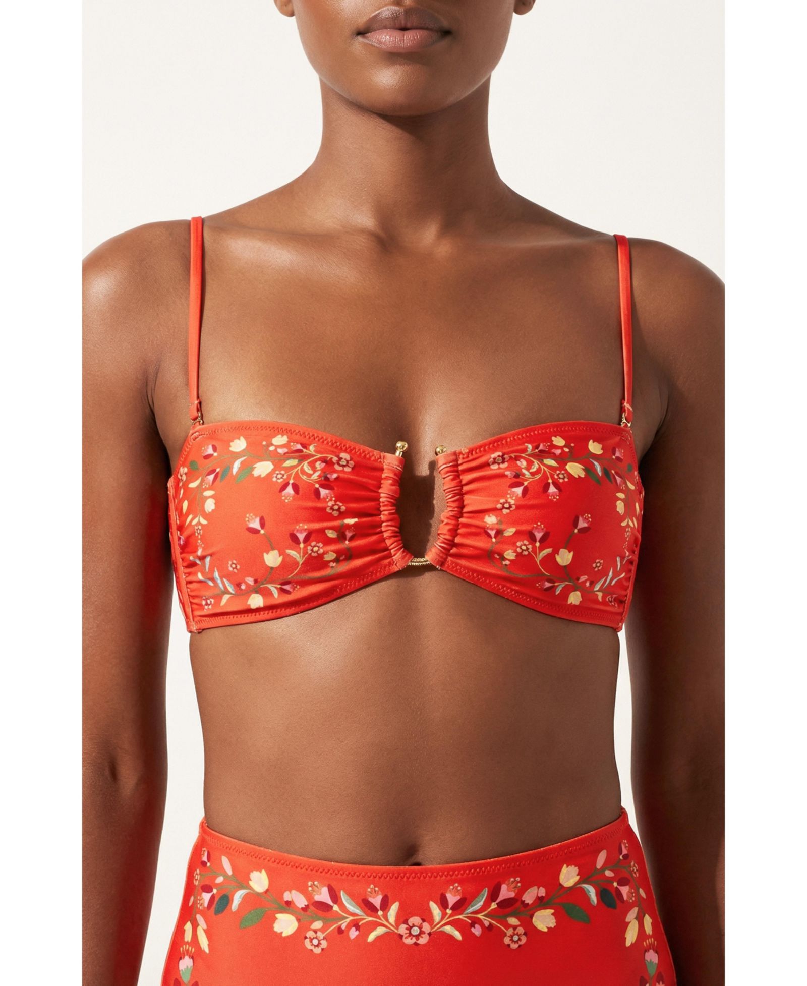 Jessie Zhao New York Women's Scarlet Bloom Reversible Square Bandeau Top