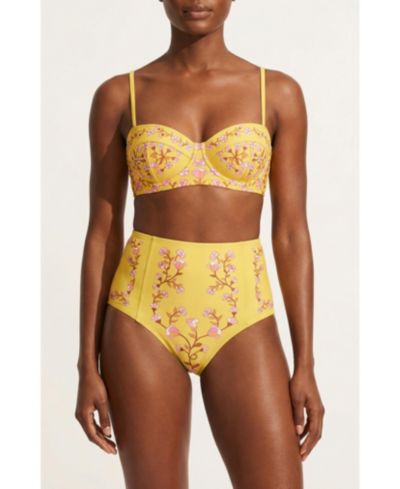 Jessie Zhao New York Женский бикини-топ Yellow Bloom с косточками