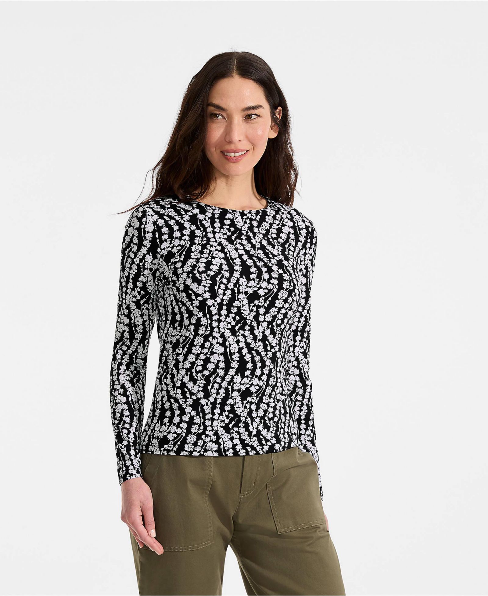 Lands' End Women's Tall Long Sleeve Crewneck Garden Tee - Sunshade UPF 50 Quick Dry