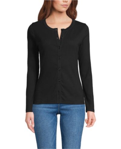 Женский кардиган Lands' End Long Sleeve Micro Rib Button Through