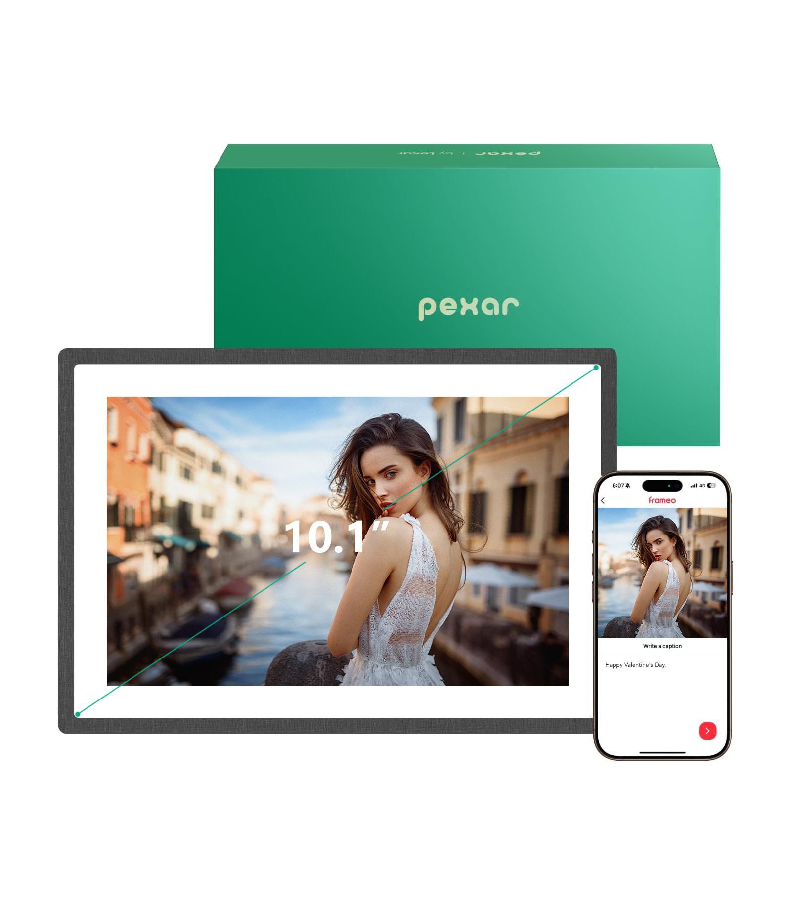 Pexar by Lexar 10.1" WiFi Digital Photo Frame | HD Anti-Glare Touch Display | 32GB Storage | Share Photos/Videos via App | Perfect for Gifting