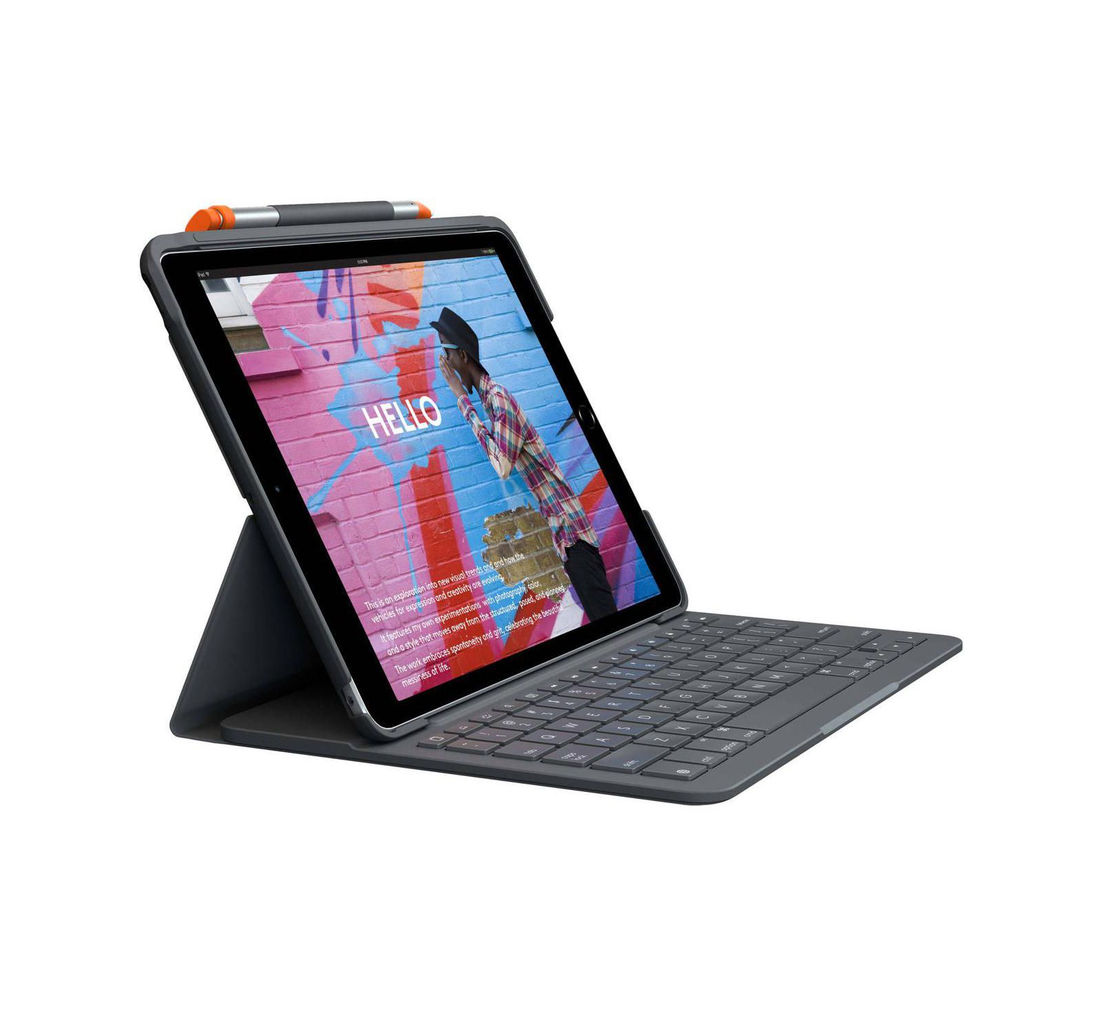 Logitech Slim Folio Защитный чехол-клавиатура Bluetooth для iPad 7th/8th/9th Generation, Graphite