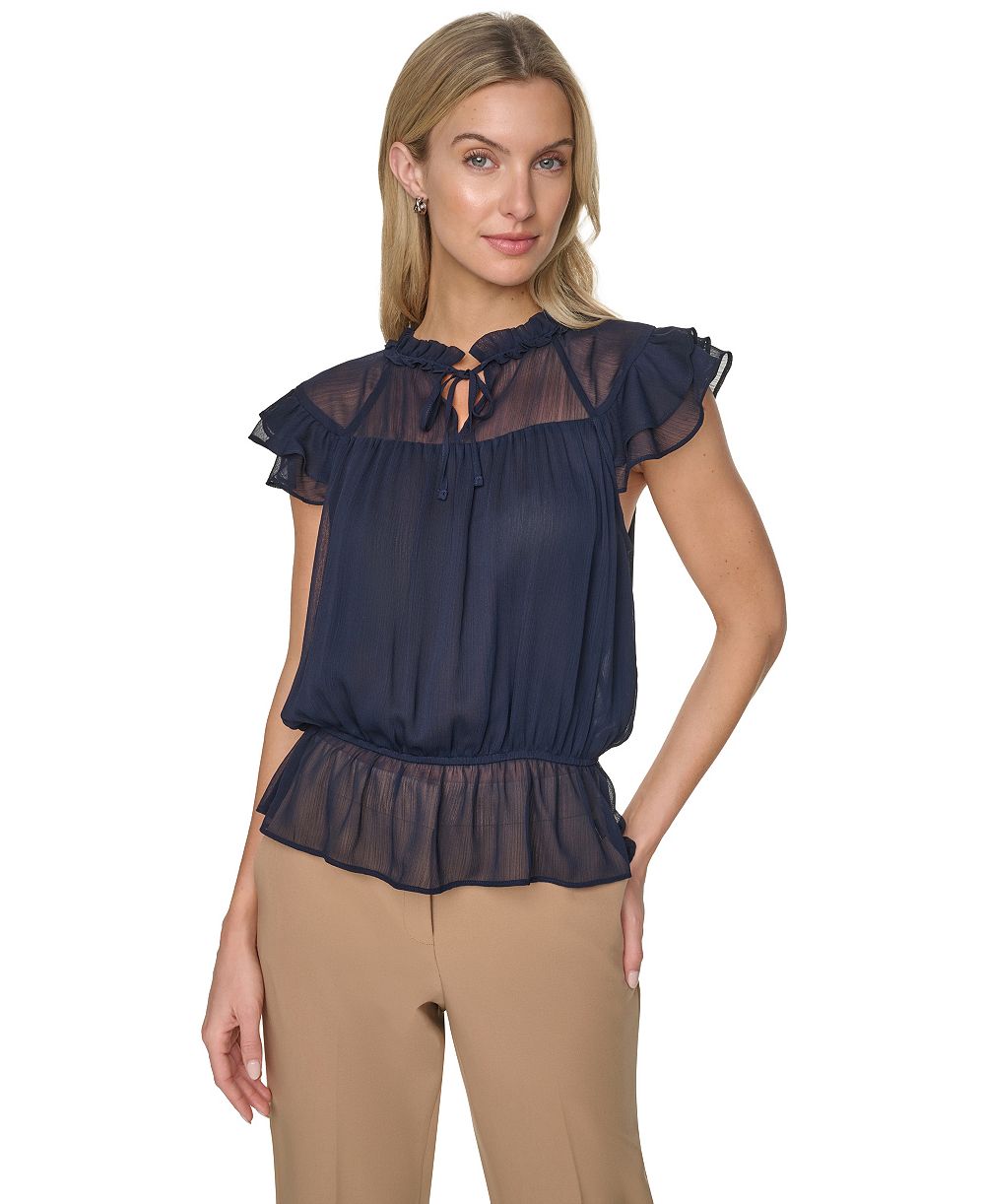 Tommy Hilfiger Женская блузка Peplum Flutter-Sleeve