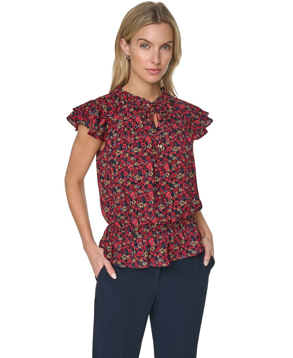 Женская блузка Tommy Hilfiger Peplum Flutter-Sleeve
