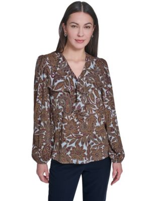 Женская блузка Tommy Hilfiger V-Neck Long-Sleeve Ruffle