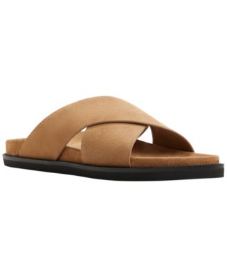G.H.BASS Men's Charleswood Cross Strap Suede Slide Sandals