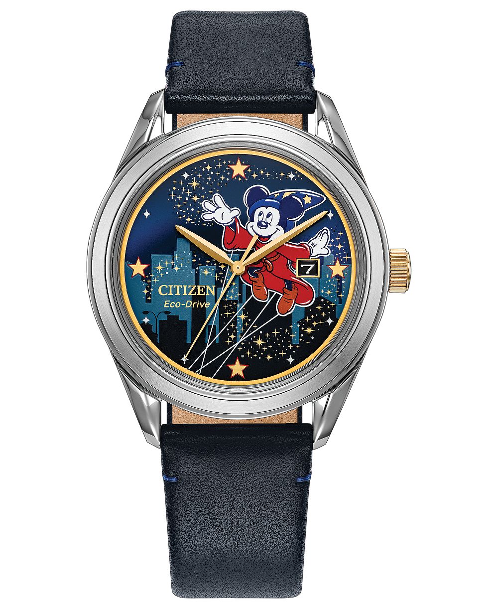 Citizen Disney Mickey Blue Leather Strap Watch, 40mm