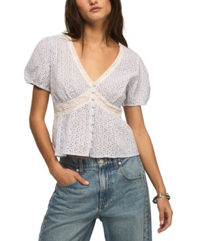 Блузка Lucky Brand Women's Eyelet V-Neck