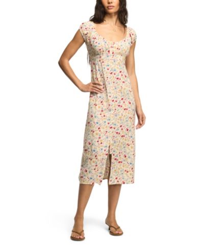 Lucky Brand Women's Floral Sweetheart Neck Viscose Midi Dress