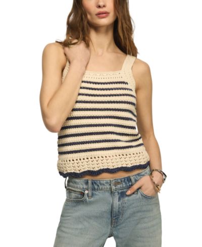 Женский топ-майка Lucky Brand с вырезом квадратным и полосатым вязаным узором