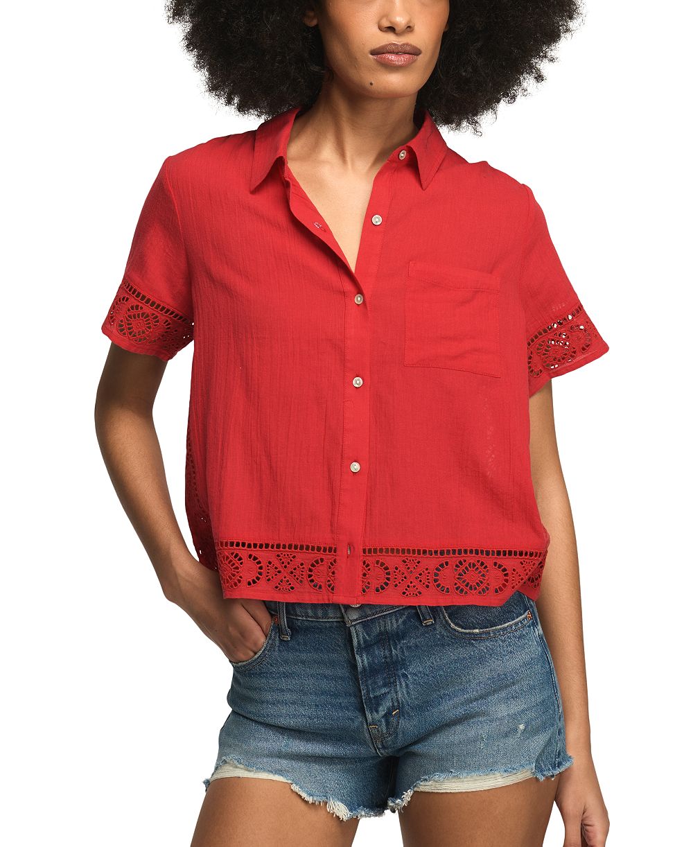 Женская рубашка Lucky Brand Cutwork Camp Collar
