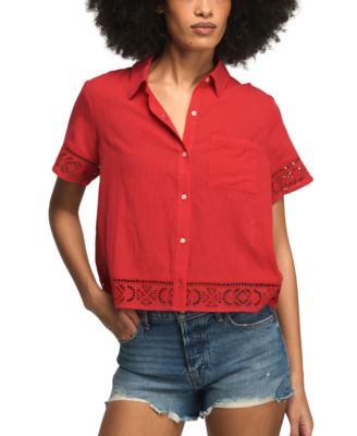 Lucky Brand Women's Cutwork Camp Collar Shirt