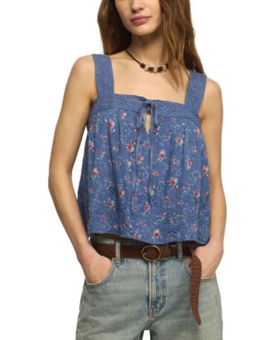 Женский топ Lucky Brand Floral Embroidered Square Neck
