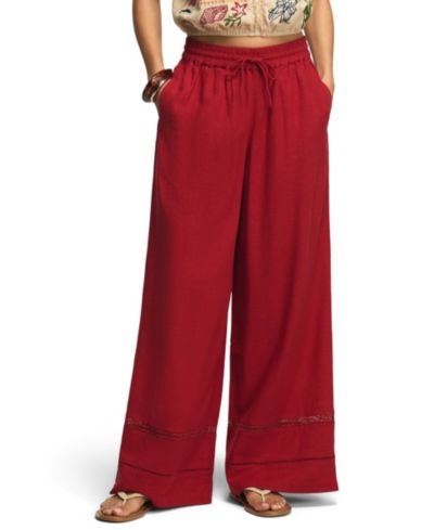 Lucky Brand Women's Wide-Leg Lace Trim Pull-On Pants