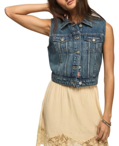 Женский джинсовый жилет Lucky Brand Medium Wash Cropped