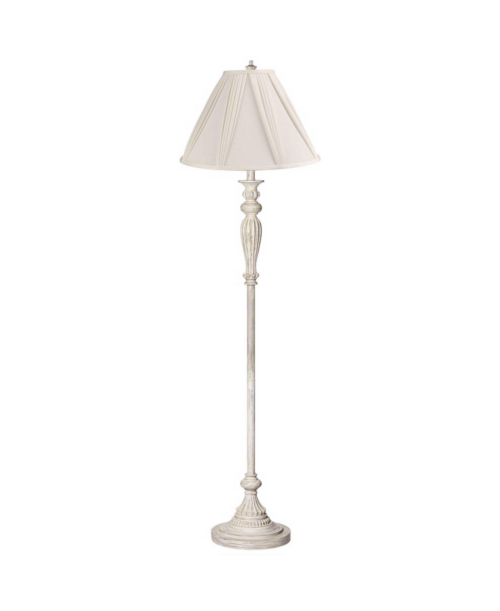 360 Lighting Vintage Chic Floor Lamp Tall Antique Washed Pleated Drape Fabric Shade for Living Room Reading Bedroom Office