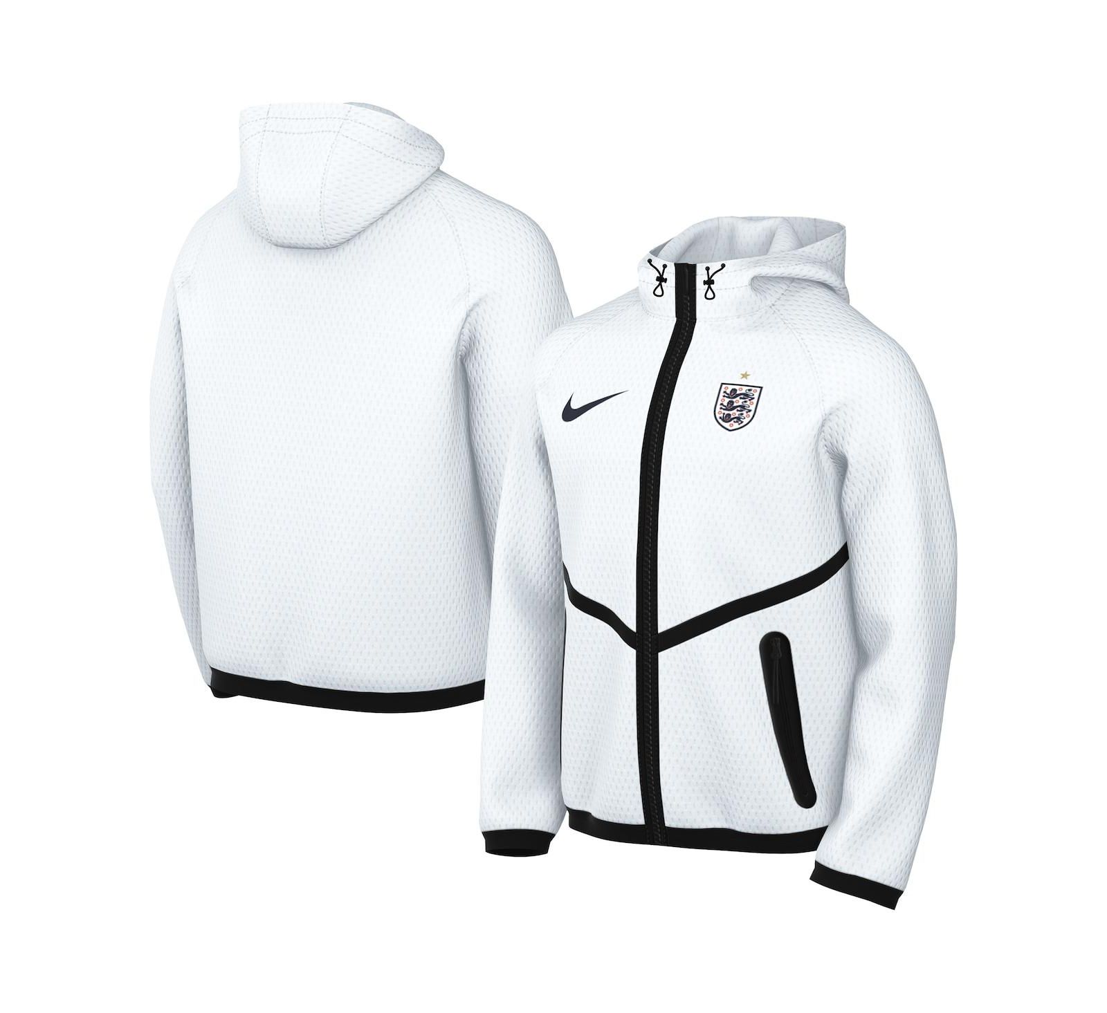 Nike Men's White England National Team 2026 Anthem Mesh Dri-FIT Full-Zip Hooded Jacket