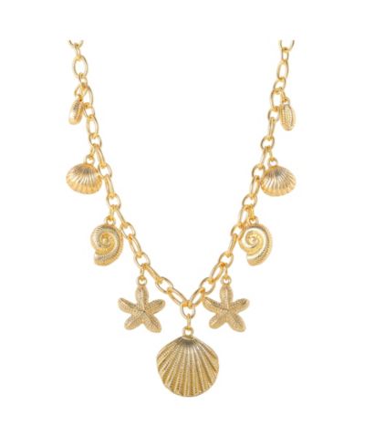 Jessica Simpson Ocean Charms Necklace for Women, Gold-Tone Chunky Necklace with Charms