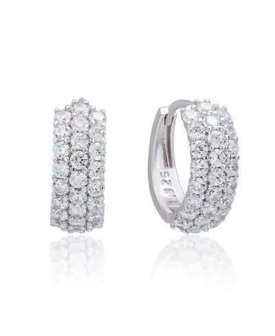 Suzy Levian New York Серьги-кольца Huggie с фианитами Cubic Zirconia из стерлингового серебра