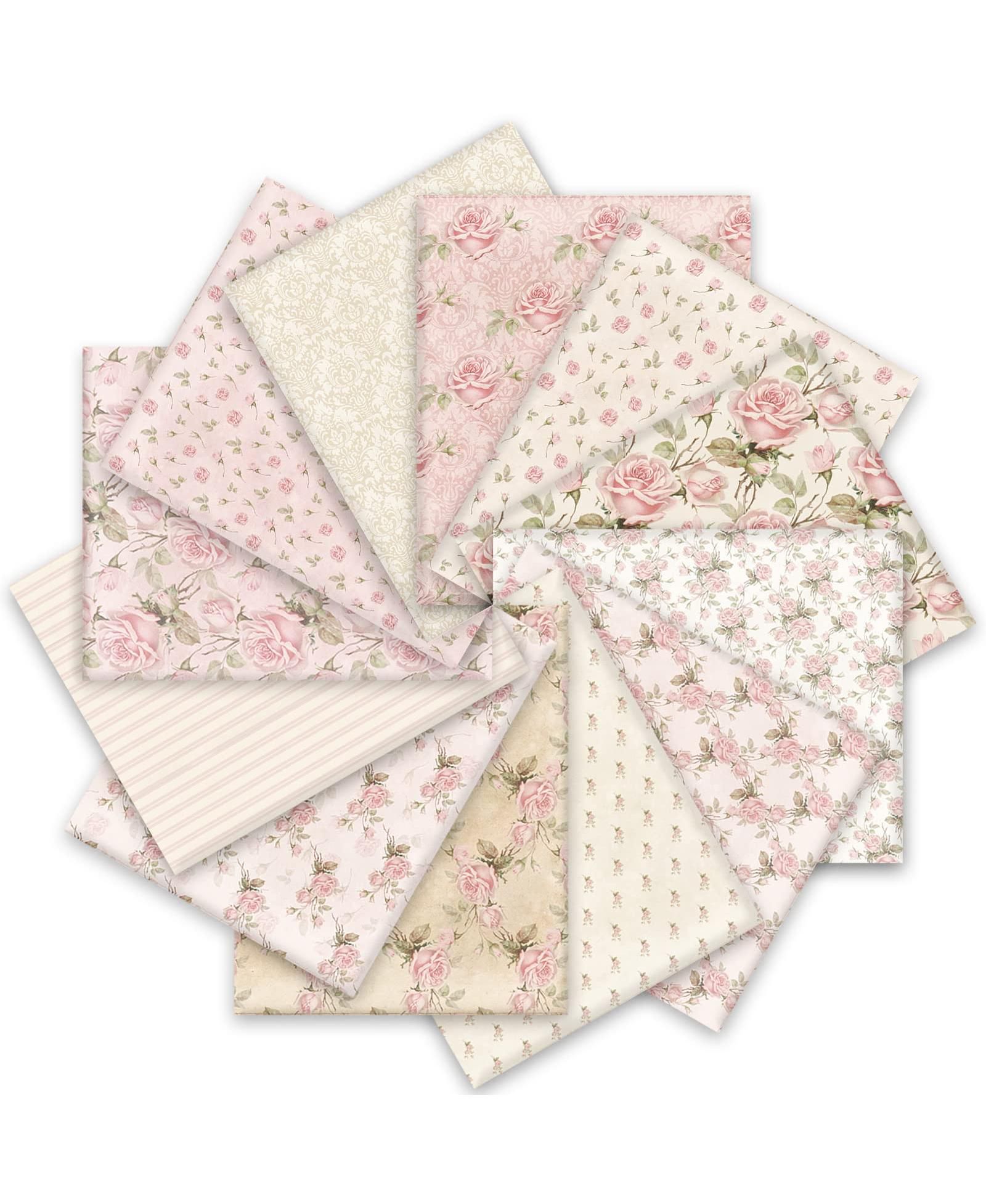 GNUADZ 12pcs 18 x 22" Spring Cotton Fat Quarters Retro Floral Printed Fabric DIY Craft