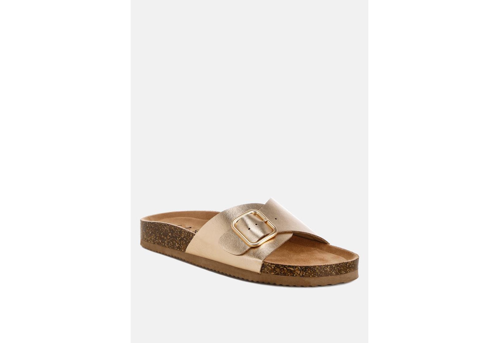 London Rag Women's Uvaria Metallic Slip-On Sandals