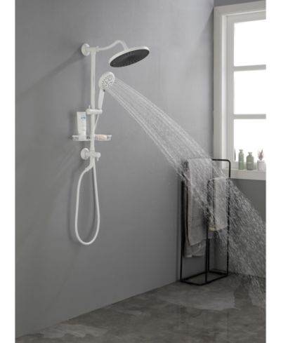 BUSDAYS Shower System, with 10" Rain Showerhead, 4-Function Hand Shower, Adjustable Slide Bar and Soap Dish