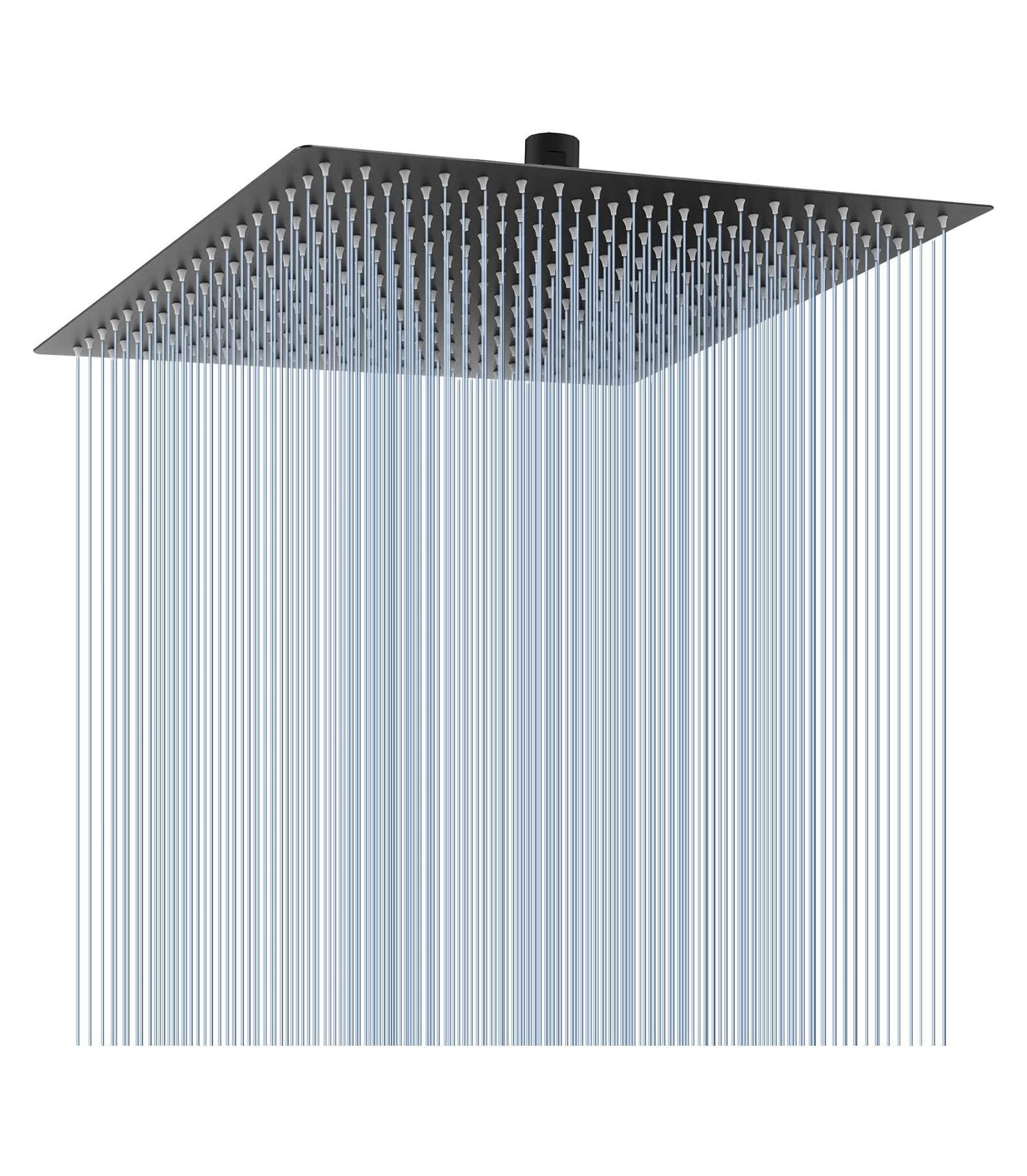 BUSDAYS 16 Inch Oversize Stainless Steel Rain Shower Head Matte High Pressure Square Rainfall Waterfall Full Body Coverage Universal Ceiling