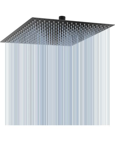 BUSDAYS 16 Inch Oversize Stainless Steel Rain Shower Head Matte High Pressure Square Rainfall Waterfall Full Body Coverage Universal Ceiling