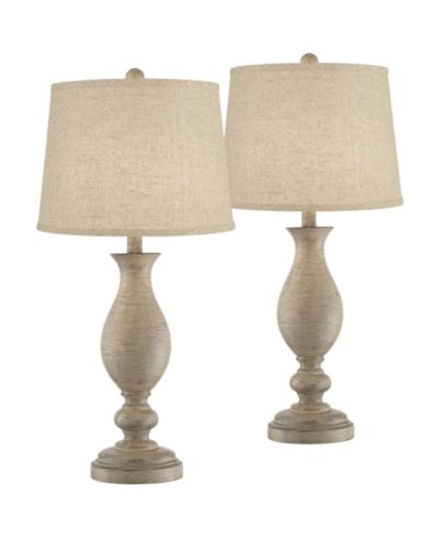 Набор из 2 настольных ламп Regency Hill Serena Country Cottage Burlap Shade