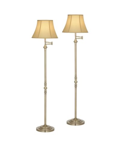 Набор из 2 напольных ламп Regency Hill Montebello Traditional с разводным кронштейном и отделкой Antique Brass