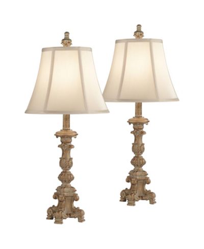 Regency Hill Elize 26 1/2" Tall  stick Traditional Table Lamps Set of 2 WiFi Smart Socket -Washed Living Room Bedroom