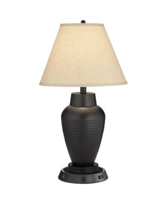 Regency Hill Auburn Rustic Farmhouse Table Lamp, 25" High, Bronze Hammered с диммером и USB