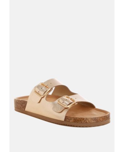 London Rag Women's Parla Metallic Double Buckle Sandals